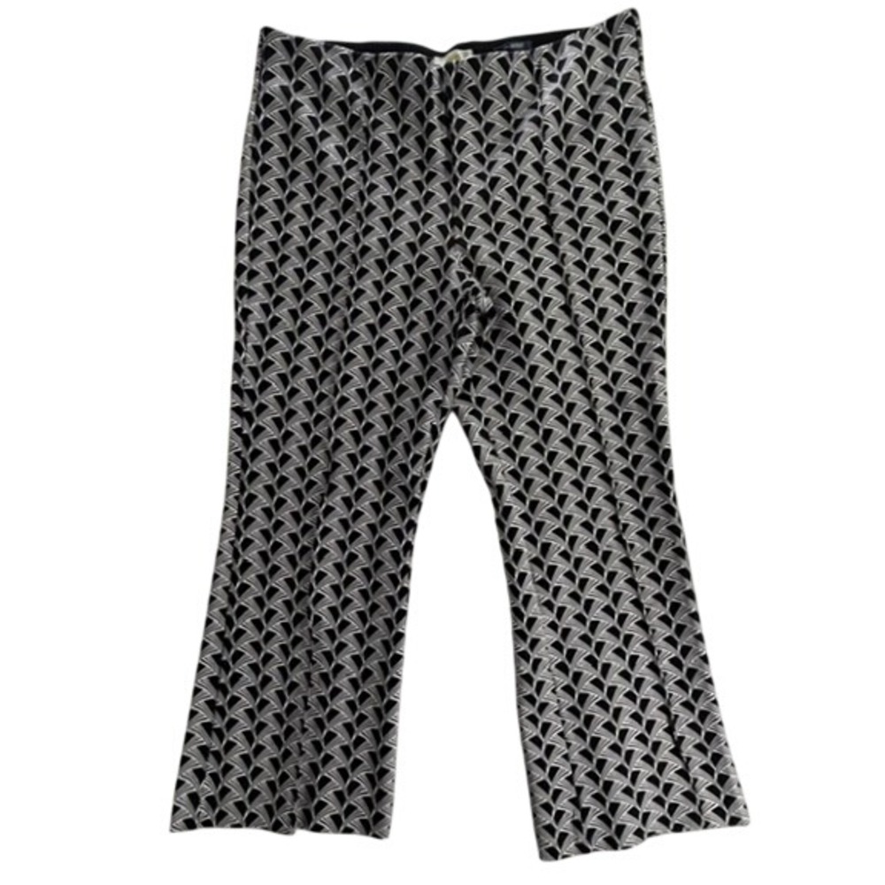 Maeve The Margot Kick Flare Cropped Pants L Black White Geometric Anthropologie